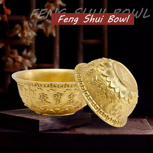 Feng Shui Treasure Basin Wealth Prosperity Bowl, Mini Brass Cornucopia Bowl, Golden Offering Bowl Good Luck Table Centerpieces Home Office Decorations(Golden) by LIDSCURA