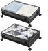 Under Bed Storage Containers Drawers on Wheels, Organizer with Dust Cover, 2 Pack (Black/Solid Fabric)