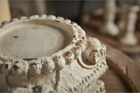 SOFE Column Pedestal Stand for Decoration Display, Distressed White Small Plant Stand, Large Candle Stand, Column Side