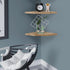 Set 2, (Carbonized-12 inch) Joiishom Wood Corner Wall Shelves of Solid Wood Corner Floating Shelves, Round End Wall