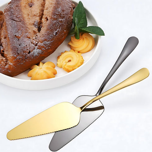 Stainless Steel Cake Server Pack of 10, Triangular Spade Spatula with Serrated Edge for Pizza and Baking, Silver