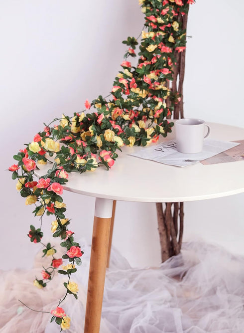 Miracliy 9Pcs 74FT Flower Garland, Artificial Rose Arch Vines for Wedding, Garden Tea Party Decoration
