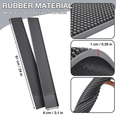 Noverlife 2PCS Bar Mats for Countertop, 24x3in Flexible Spill Mats, Non-Slip Gray Rubber Cocktail Mats for Kitchen