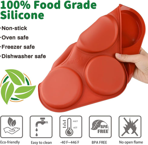 JOERSH 2-PK Silicone Egg Mold, 4" Jumbo Size Muffin Top Pan, Non-Stick Round Molds for Breakfast