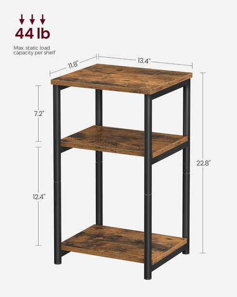 ULET273B01 VASAGLE Side Table, Small End Table, Tall Nightstand for Living Room, Bedroom, Office, Bathroom, Rustic