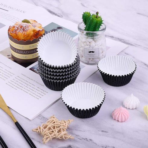 URATOT 100 Pieces Black Foil Metallic Cupcake Liners, Muffin Wrappers, Muffin Paper Cases, Foil Baking Cups