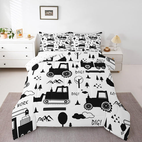 Set Set Set Set 1 Feelyou Construction Bedding Twin Size Equipment Trucks Comforter for Kids Boys Girls Decor Cartoon