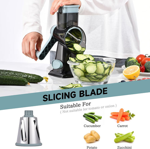 3 Rotary Cheese Grater with Handle Kitchen Shredder Slicer Grater Slicer Ice Shaver Cheese Vegetable Nuts Potato