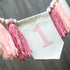 Troxueo 1st 1st Pink Birthday high Chair Banner - First Party Decorations for Girl's Birthday, Blush Pink Cake Smash