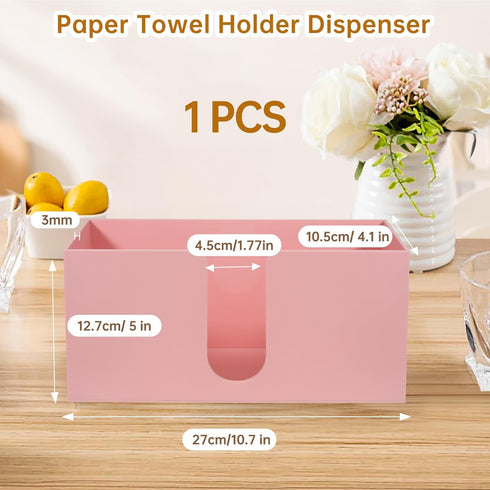 Countertop, Acrylic Paper Towel Holder Pink Paper Towel Dispenser, Napkin Holder, Suitable for Z-fold, C-fold