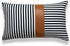 Hofdeco Faux Leather and 100% Cotton Pillow Cover Only, Camel Black Stripes, 12"x20"