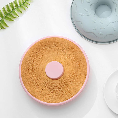 Big Size Silicone Donuts Pan, Non-stick Cake Baking Molds for Bagel and Doughnut (8 Inch Pink)
