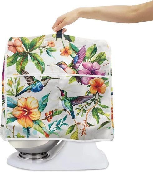 Hummingbird Flower Stand Mixer Cover Stylish Kitchen Appliance Dust Covers Waterproof Splash and Stain Resistant Mixer Accessories Suitable for Coffee Makers or Juicers