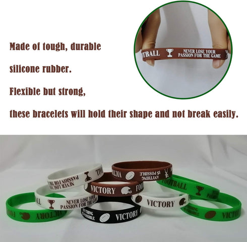 36 PCS Football Motivational Rubber Bracelets - Super Bowl Sports Birthday Party Favors Decorations