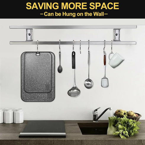 Plastic Cutting Board Set, 2 Large Dishwasher Safe Boards for Meat, Non-Slip, Reversible, Black