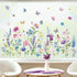 decalmile Summer Garden Flower Double Sided Window Clings, Spring Wildflower Purple Floral Iris Butterflies Decals