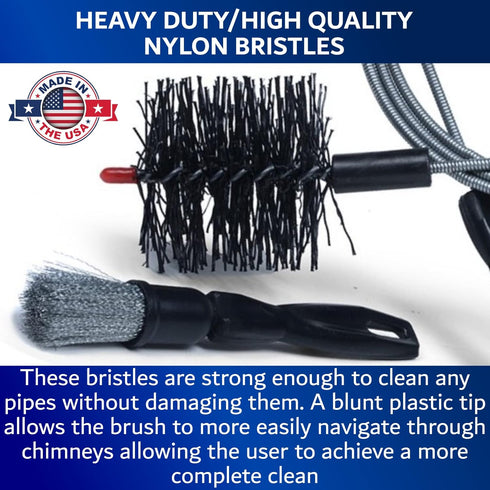3 inch 10 B67C Pellet Stove & Dryer Vent Cleaner Kit Head and ft Long Steel Flexible Brush for Fireplace Chimney, Ash
