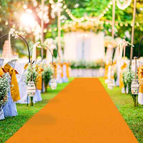 Orange Carpet Runner for Party 2.6X15 ft, 130 GSM Felt with Halloween Decorations, Double-Sided Tape for Prom