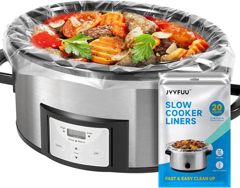 Slow Cooker Liners 3-8 Quart, Large Size Cooking Bags 13"x 21", Disposable Oval Bags for Crock Pot (20)