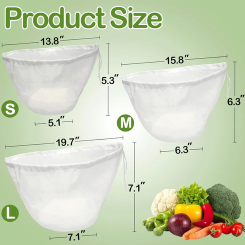Generic 5 Pack 20x7 Reusable Fine Mesh Cheesecloth Bags for Straining, Bowl-Shaped Food Filter Bag, Great for Nut Milk