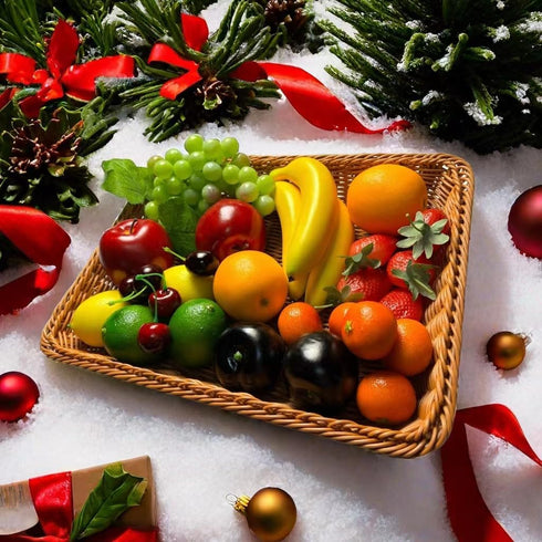 Generic 27pcs Fake Mixture Fruits for Home Decor Artificial Fruit Decorations Faux Artificial Lemon Grapes Banana