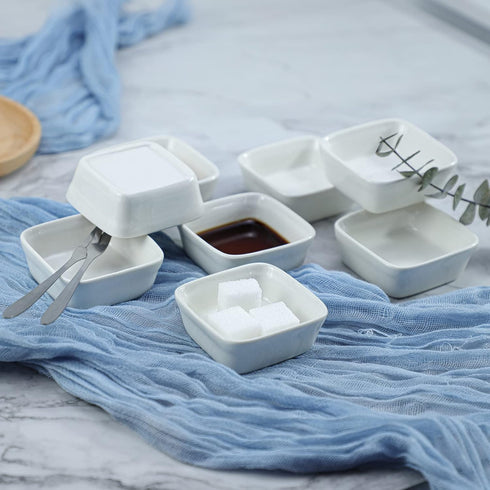 Square-Shaped Ceramic Sauce Dish, 4 PCS Multipurpose Sushi Dipping Bowl Appetizer Plates Serving Dish