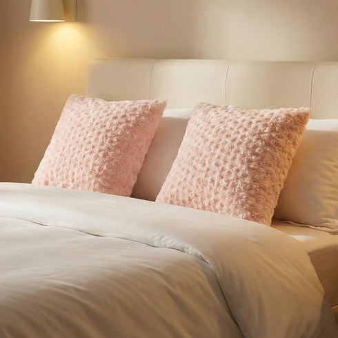 18"x18" 600g 6D Cozy Peach Pink Square Throw Pillow with Insert Decorative Cushion Faux Rabbit Fur + Plush PP Cotton
