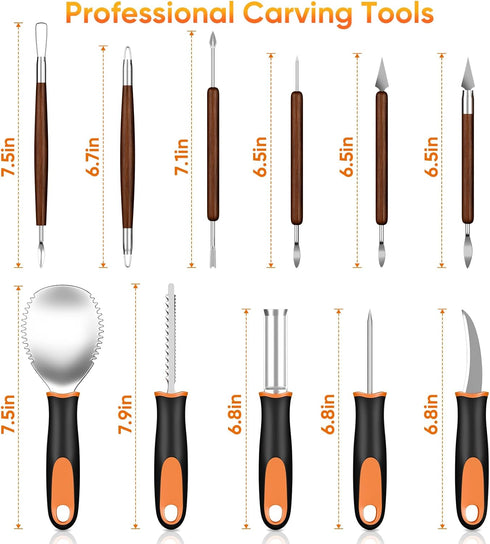 Pumpkin Carving Kit with Stencils - 31 PCS Halloween Tools, Heavy Duty Stainless Steel Pumpkin Carving Set