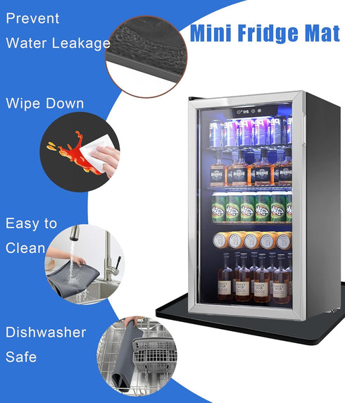 Mini Fridge Mat 24" x 24" with 0.8" Convex Edge, Silicone Floor Protector for Air Conditioner, Prevents Water Leakage
