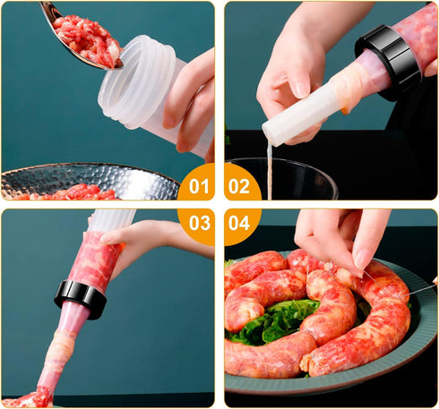 Hoypeyfiy 3 Homemade Sausage Maker Kitchen Sausage Stuffer Tool Manual Meat Filling Machine with Stuffing Tubes
