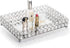 Feyarl Crystal Vanity Makeup Tray, Ornate Jewelry Trinket Organizer, 12" x 8" Silver Decorative Tray
