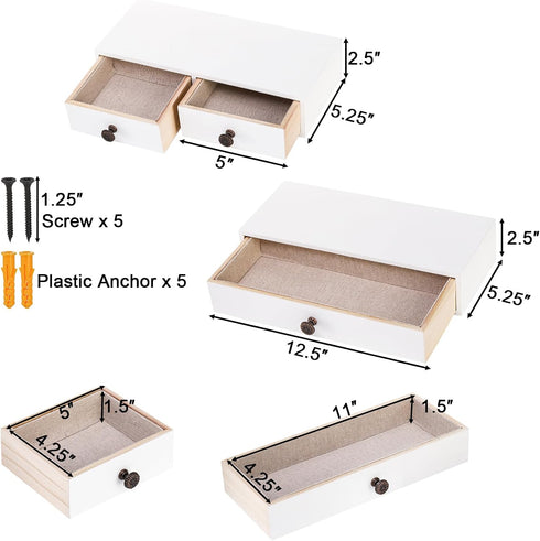 2 Packs 11 lbs Yesland Space-Saving Floating Nightstand with Drawer - Perfect for Small Spaces - Supports - Compact