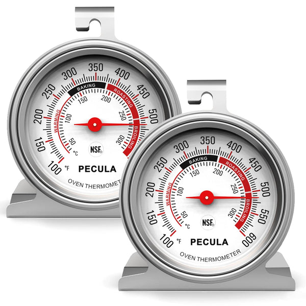 2 Pack Oven Thermometer, 50-300 C/100-600 F Instant Read Stainless Steel Kitchen Cooking Thermometer for Baking