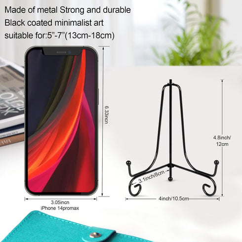 6 Pack Plate Stands For Display, Plate Holder 5 Inch, Picture Frame Stand of Metal, Frame Holder Stand and Artworks, Small Easel Stand for Book, Tabletop Art, Picture, Photo and Platter
