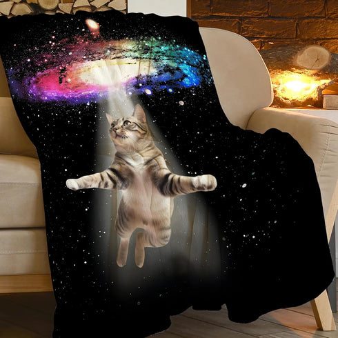 Baegopa Cozy 60"X50" Funny Cat Blanket Cute Cat Lover Gifts Throw Blankets for Girls Boys Adult Women Men Kids Plush