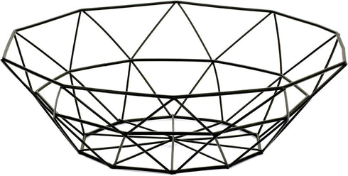 Geometric Metal Wire Fruit Bowl, Iron Arts Storage Basket for Kitchen Counter, Black