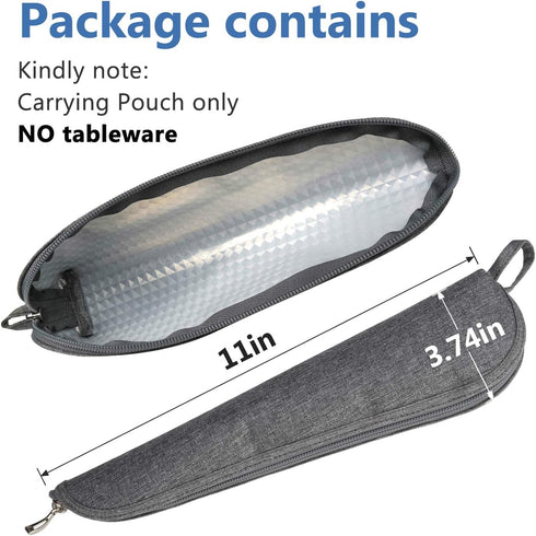 Aosbos Travel Utensil Sets Carrying Case, Portable Cutlery Set Pouch for Work Bento Box Lunch Bag (Grey)