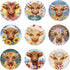 ANATTASOUL Coasters Set of 9 Highland Cow and Flowers Pattern Colorful Wooden