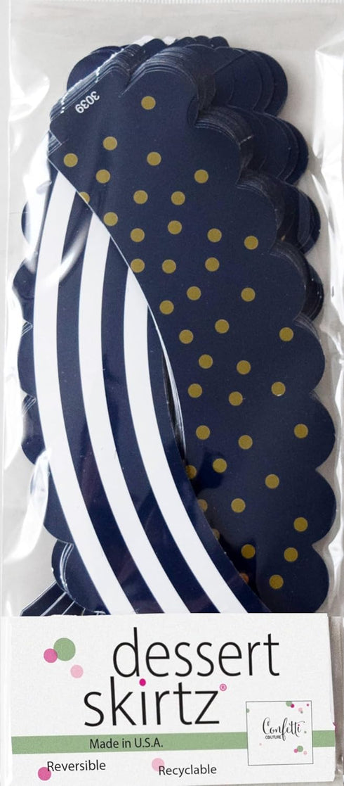 Navy Blue and Gold Cupcake Wrappers - 24 Count Reversible Party Decoration Supplies for Nautical Baby Shower, Military