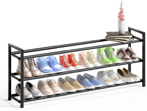 3-Tier Closet, 18"-44" 15-18 Bumusty Long Expandable Shoe Rack for Adjustable Shoe Rack for Entryway, Pairs Large Shoe