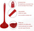 Silicone Soup Ladle Spoon Set of 2, Nonstick Heat Resistant, Long Handle, Big Round Scoop, Red and Black