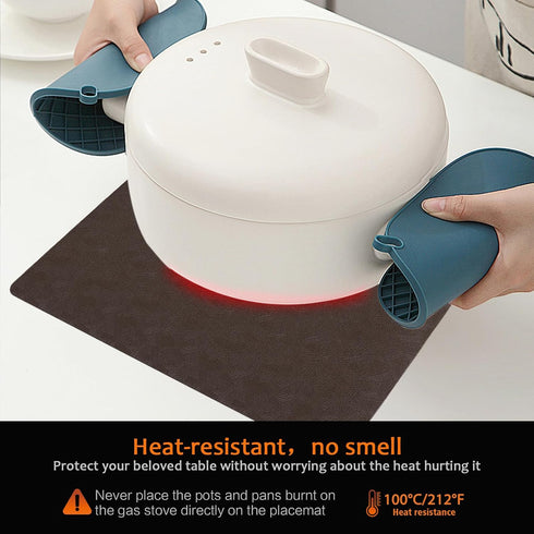 Uolr Set 6 100% (6,Coffee) Vinyl Placemats of Faux Leather Waterproof Wipeable Washable Place Mats Heat Resistant Easy