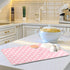 Pink White Polka Dot Dish Drying Mat for Kitchen Counter, 18 x 24 Inch Absorbent Microfiber Drainer Mat