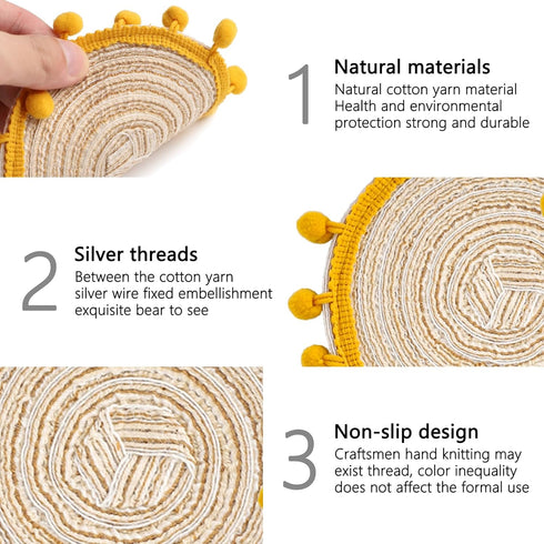 Beereraver Set 6 Bar,5.2 Inches Drink Coaster of Cotton Woven Coaster,Desktop Decoration Accessories Coasters,Table