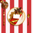 Peony Man 2 Pieces Red and White Striped Tablecloth - Plastic Waterproof Table Cover for Holiday Party Decoration