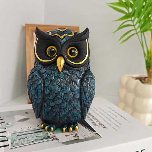 Oinas Owl Figurines Resin Statue Home Decor Sculptures Ornament for Bookshelf Living