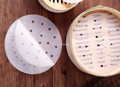 200pcs Air Fryer Liners, 10 inches Bamboo Steamer Liners, Premium Perforated Parchment Steaming Papers for Air Fryers