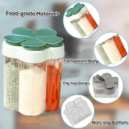 2 Pcs 5 in 1 Spice Containers, Portable Travel Seasoning Dispenser, Clear Container Jars with Lid and Labels