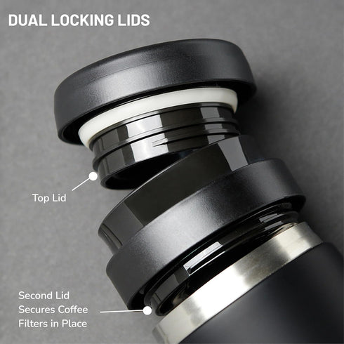 P0 16 ESPRO Ultralight French Press Coffee Maker for Travel, Vacuum Insulated Stainless Steel, Ounces, Matte Meteorite