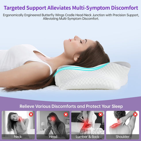 Cervical Memory Foam Pillow, Butterfly Shaped Neck Pillow for Pain Relief Sleeping, Orthopedic Contour Ergonomic